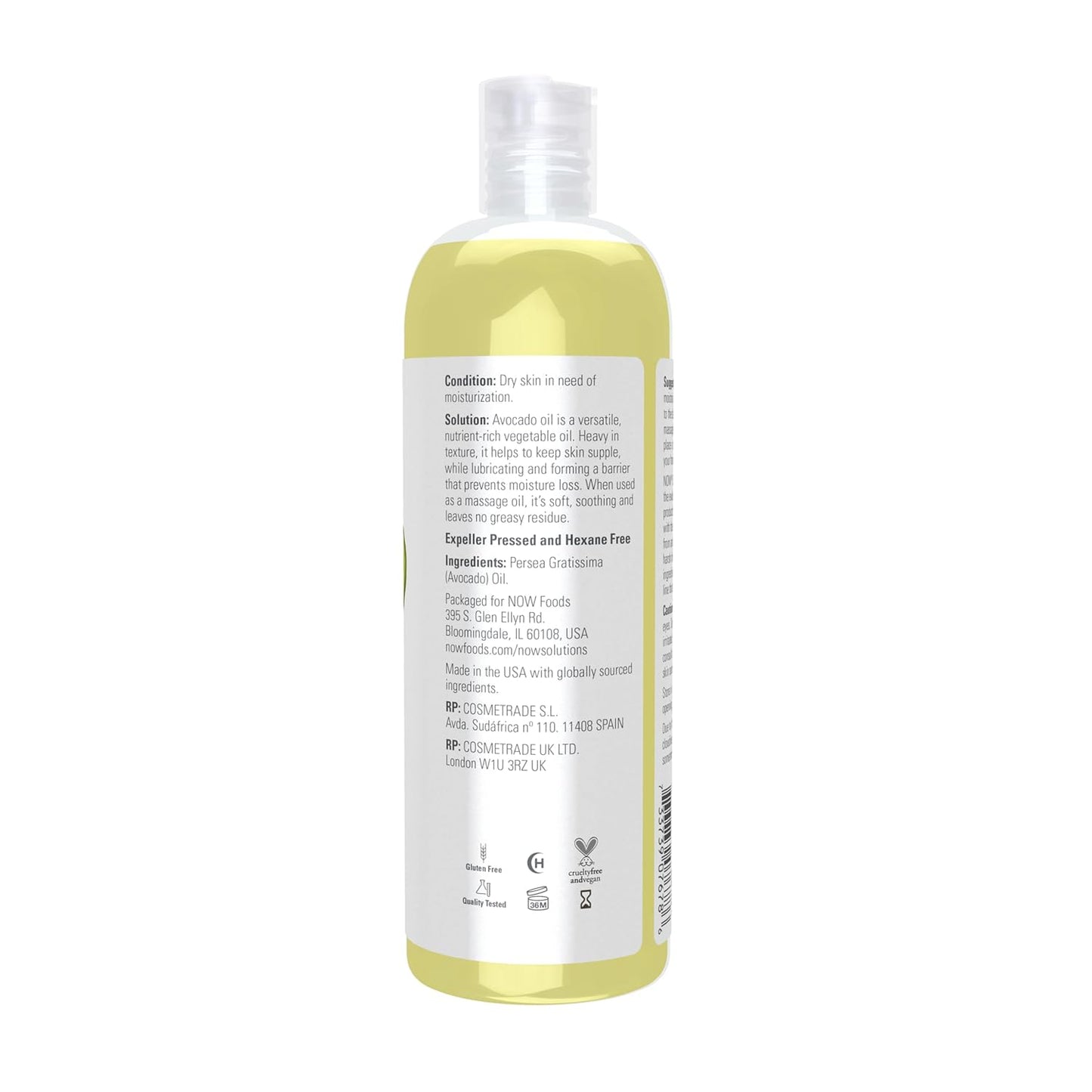 Solutions, Avocado Oil, 100% Pure Moisturizing Oil, Nutrient Rich and Hydrating, 16-Ounce