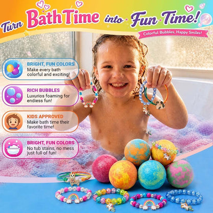 Bath Bombs for Kids with Surprise Inside, Unicorn Bath Bombs for Girls with Jewelry & Jewelry Box for Kids - Organic, Skin Moisturizing, Natural Bubble Bath, Birthday Gifts for Girls